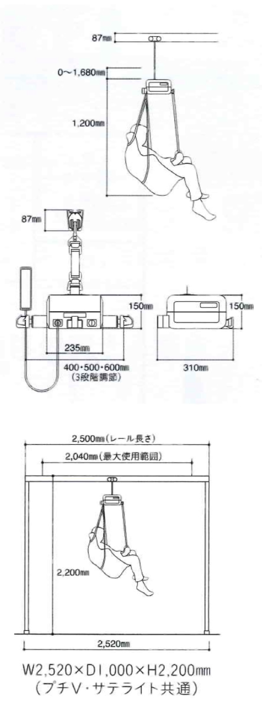 かるがるシリーズ かるがるプチV標準セット寸法図